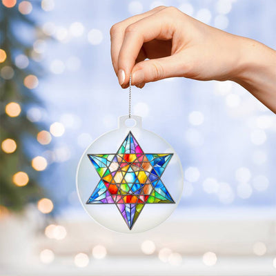 Stained Glass Look Star Of David Ornament