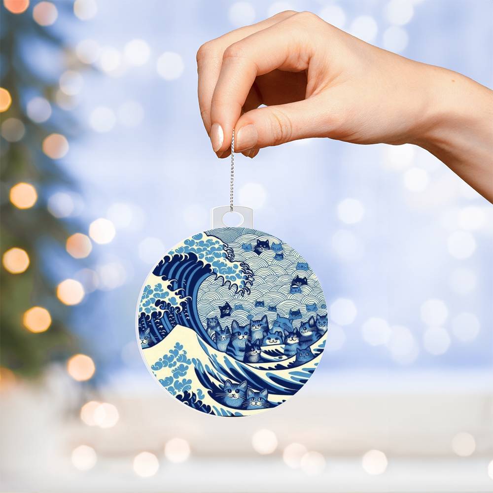 Cat Blue Wave Election Acrylic Ornament