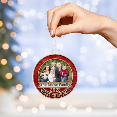 Personalized Family Photo 2023 Merry Christmas Ornament