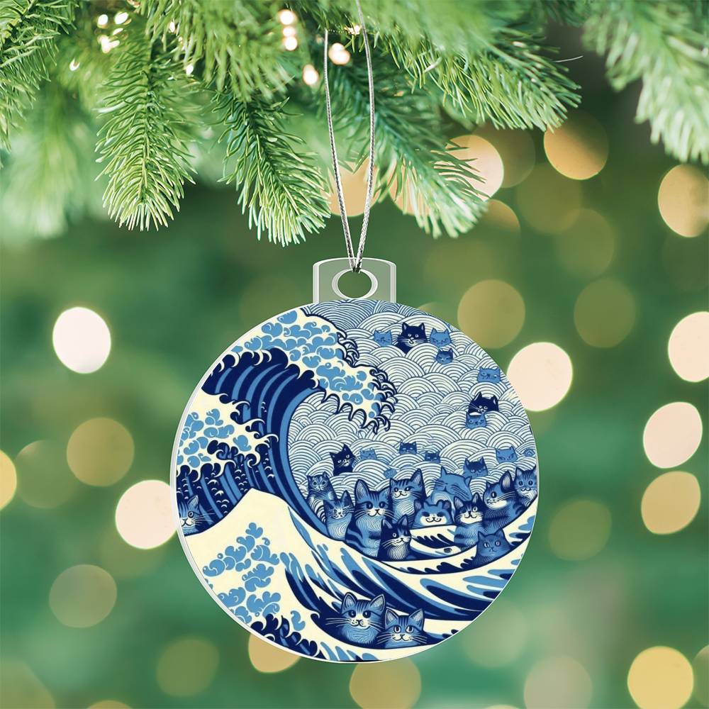 Cat Blue Wave Election Acrylic Ornament