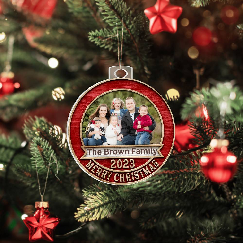 Personalized Family Photo 2023 Merry Christmas Ornament