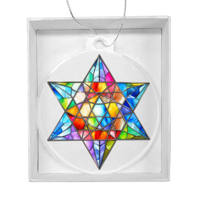 Stained Glass Look Star Of David Ornament