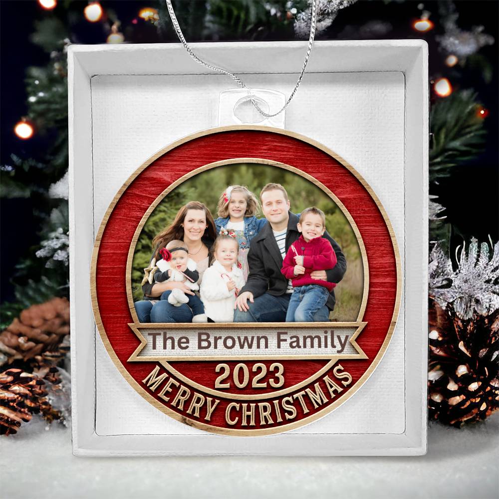 Personalized Family Photo 2023 Merry Christmas Ornament