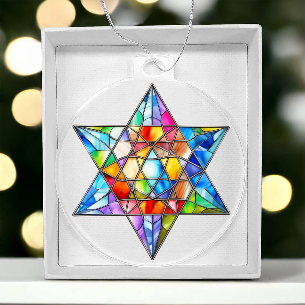 Stained Glass Look Star Of David Ornament