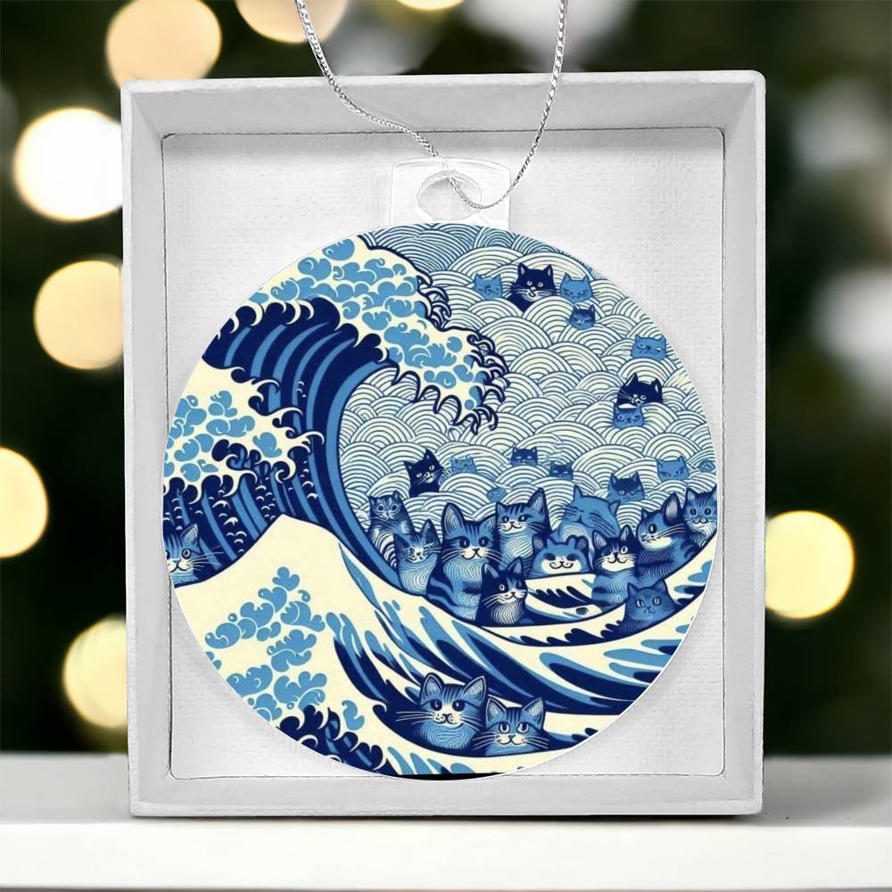 Cat Blue Wave Election Acrylic Ornament