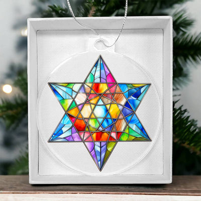 Stained Glass Look Star Of David Ornament