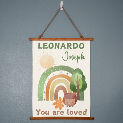 Personalized Baby Name Wood Framed Wall Tapestry