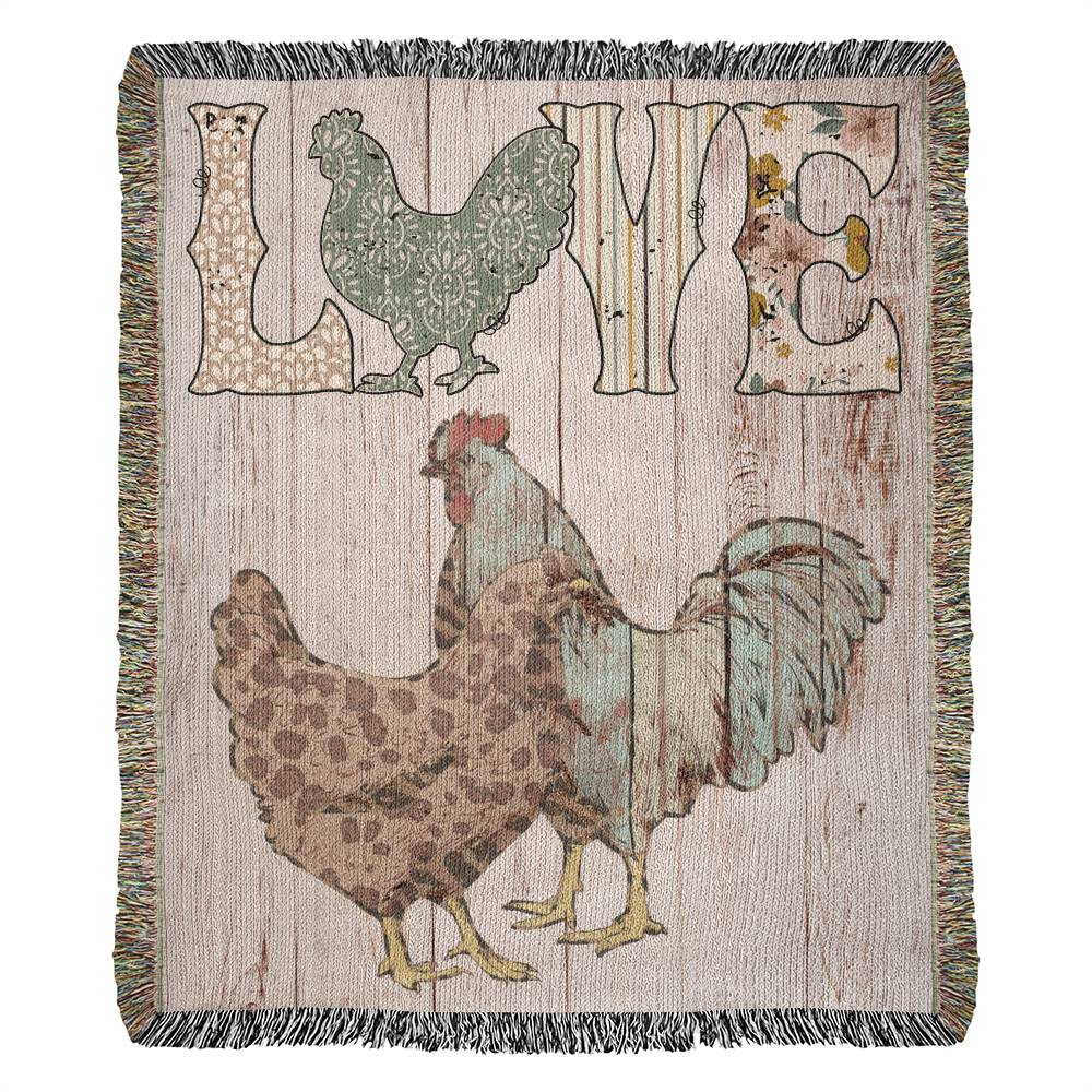 LOVE Chickens Heirloom Woven Blanket