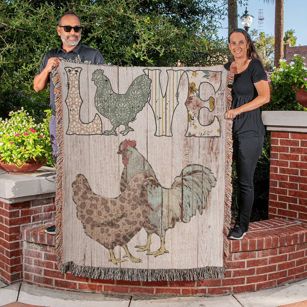 LOVE Chickens Heirloom Woven Blanket