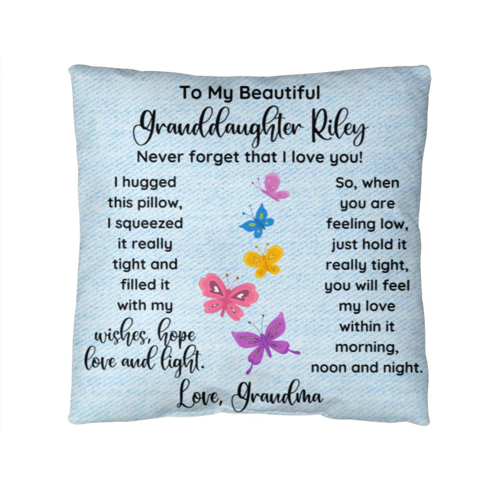 Personalized To My Granddaughter Butterflies Themed hrow Pillow, Gift To My Granddaughter, Gift from Grandma