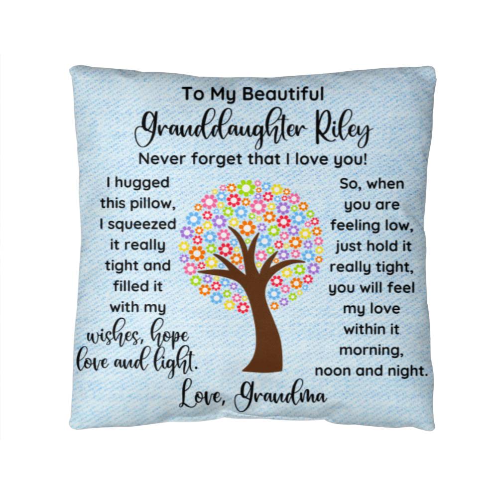 Personalized Granddaughter Throw Pillow, To My Beautiful Granddaughter, Hug in A pillow from Grandma to Granddaughter