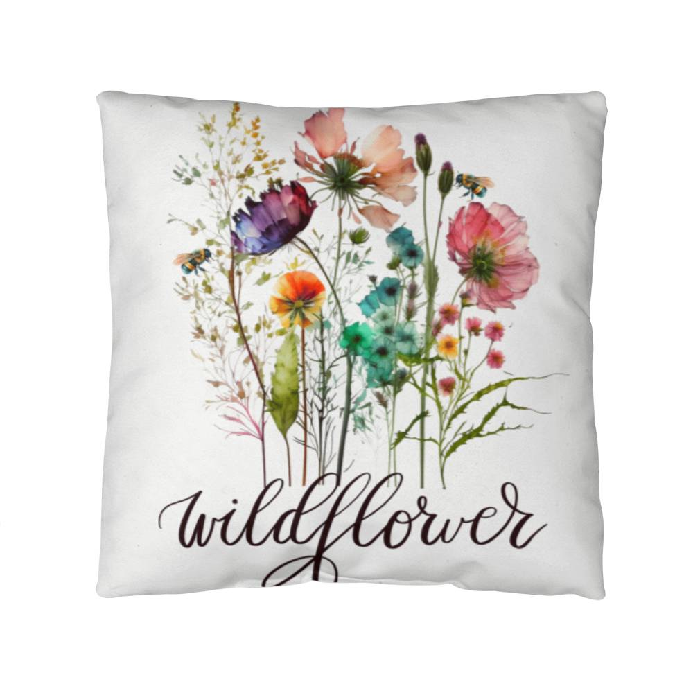 Personalized Bee A Wildflower Throw Pillow in 5 Sizes