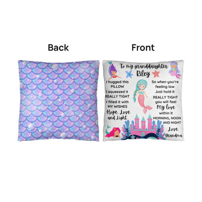 Personalized Granddaughter Mermaid Throw Pillow | Gift from Grandma, Mermaid Themed Pillow, To My Granddaughter Gift, Gift from Nana, Gift for Grandkid Pillow