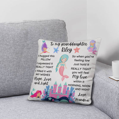 Personalized Granddaughter Mermaid Throw Pillow | Gift from Grandma, Mermaid Themed Pillow, To My Granddaughter Gift, Gift from Nana, Gift for Grandkid Pillow