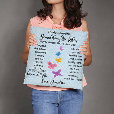 Personalized To My Granddaughter Butterflies Themed hrow Pillow, Gift To My Granddaughter, Gift from Grandma