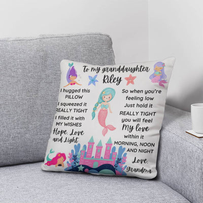 Personalized Granddaughter Mermaid Throw Pillow | Gift from Grandma, Mermaid Themed Pillow, To My Granddaughter Gift, Gift from Nana, Gift for Grandkid Pillow