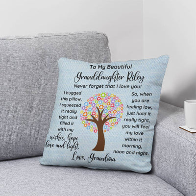 Personalized Granddaughter Throw Pillow, To My Beautiful Granddaughter, Hug in A pillow from Grandma to Granddaughter