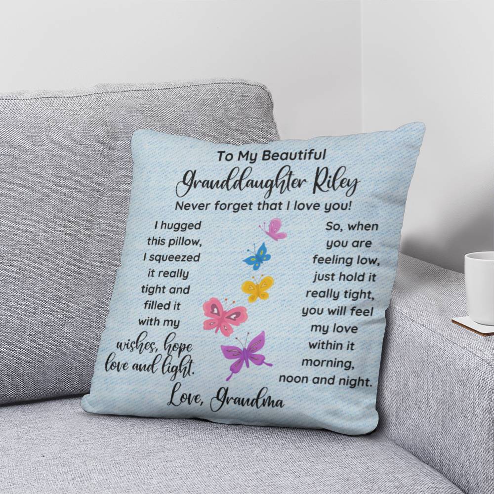 Personalized To My Granddaughter Butterflies Themed hrow Pillow, Gift To My Granddaughter, Gift from Grandma