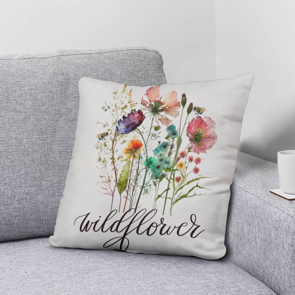 Personalized Bee A Wildflower Throw Pillow in 5 Sizes