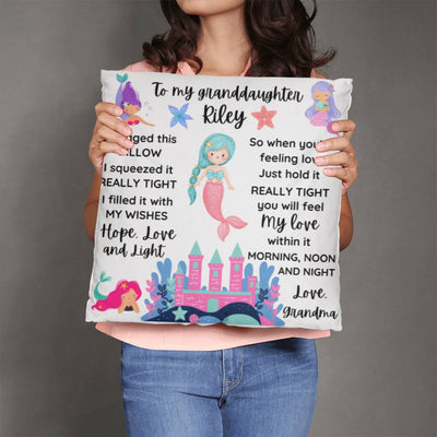 Personalized Granddaughter Mermaid Throw Pillow | Gift from Grandma, Mermaid Themed Pillow, To My Granddaughter Gift, Gift from Nana, Gift for Grandkid Pillow