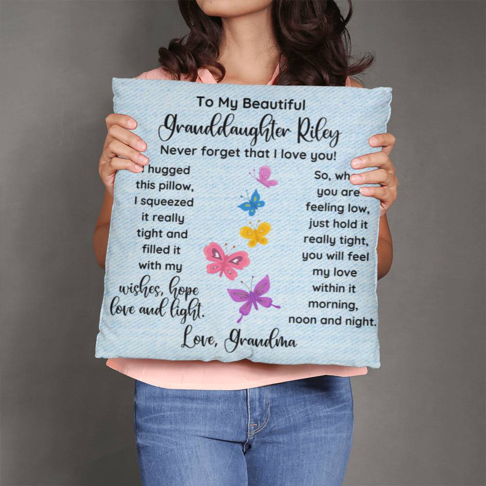 Personalized To My Granddaughter Butterflies Themed hrow Pillow, Gift To My Granddaughter, Gift from Grandma