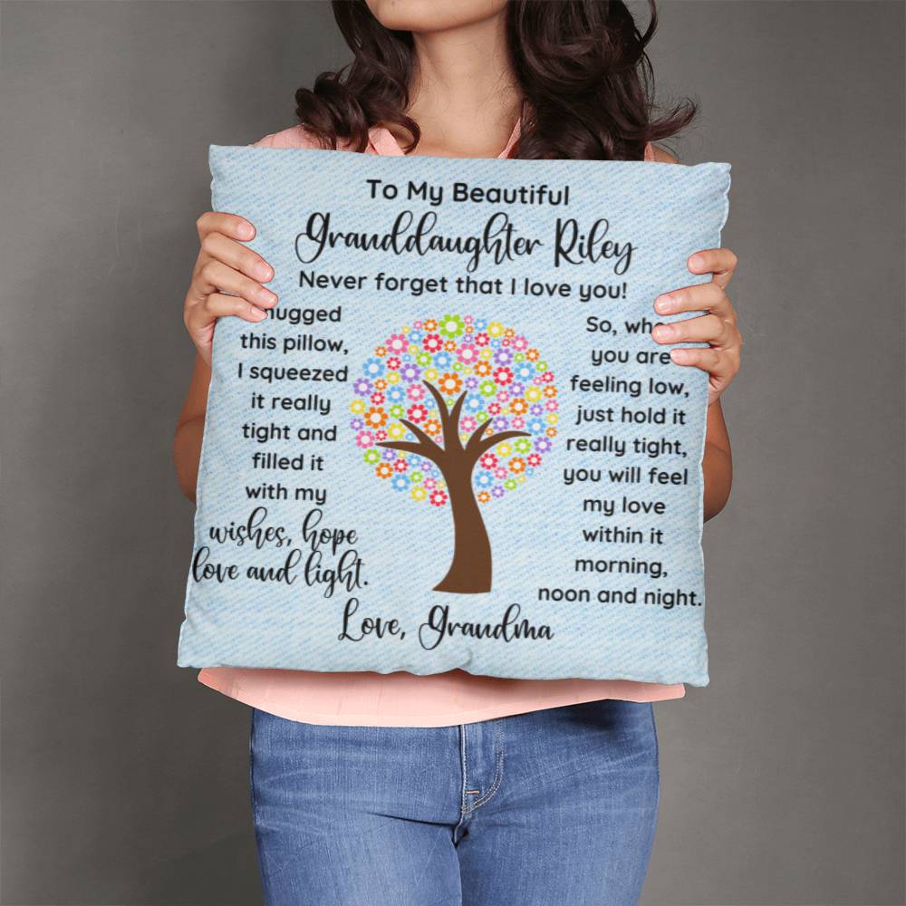 Personalized Granddaughter Throw Pillow, To My Beautiful Granddaughter, Hug in A pillow from Grandma to Granddaughter