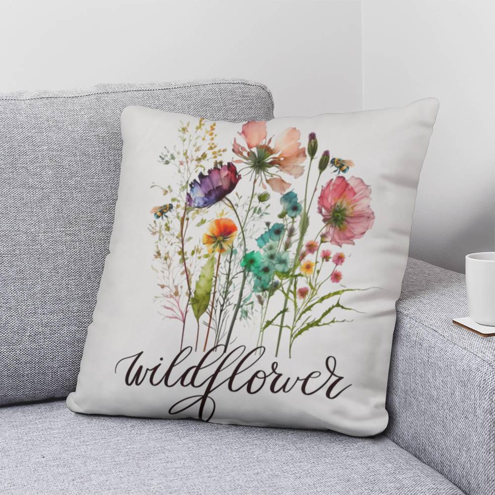 Personalized Bee A Wildflower Throw Pillow in 5 Sizes