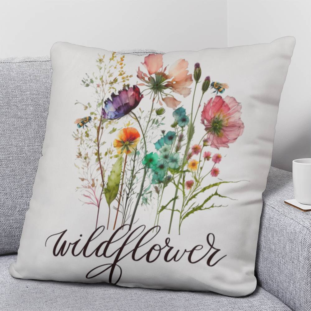 Personalized Bee A Wildflower Throw Pillow in 5 Sizes