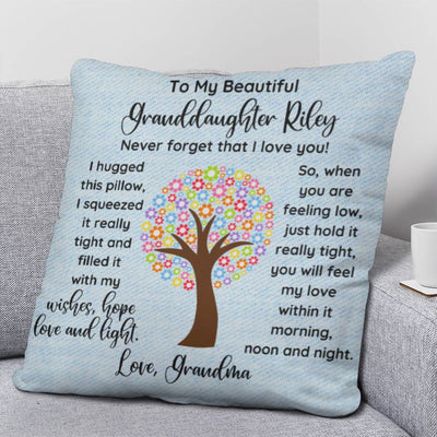 Personalized Granddaughter Throw Pillow, To My Beautiful Granddaughter, Hug in A pillow from Grandma to Granddaughter