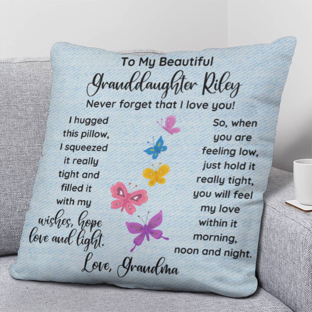 Personalized To My Granddaughter Butterflies Themed hrow Pillow, Gift To My Granddaughter, Gift from Grandma