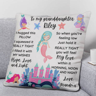 Personalized Granddaughter Mermaid Throw Pillow | Gift from Grandma, Mermaid Themed Pillow, To My Granddaughter Gift, Gift from Nana, Gift for Grandkid Pillow