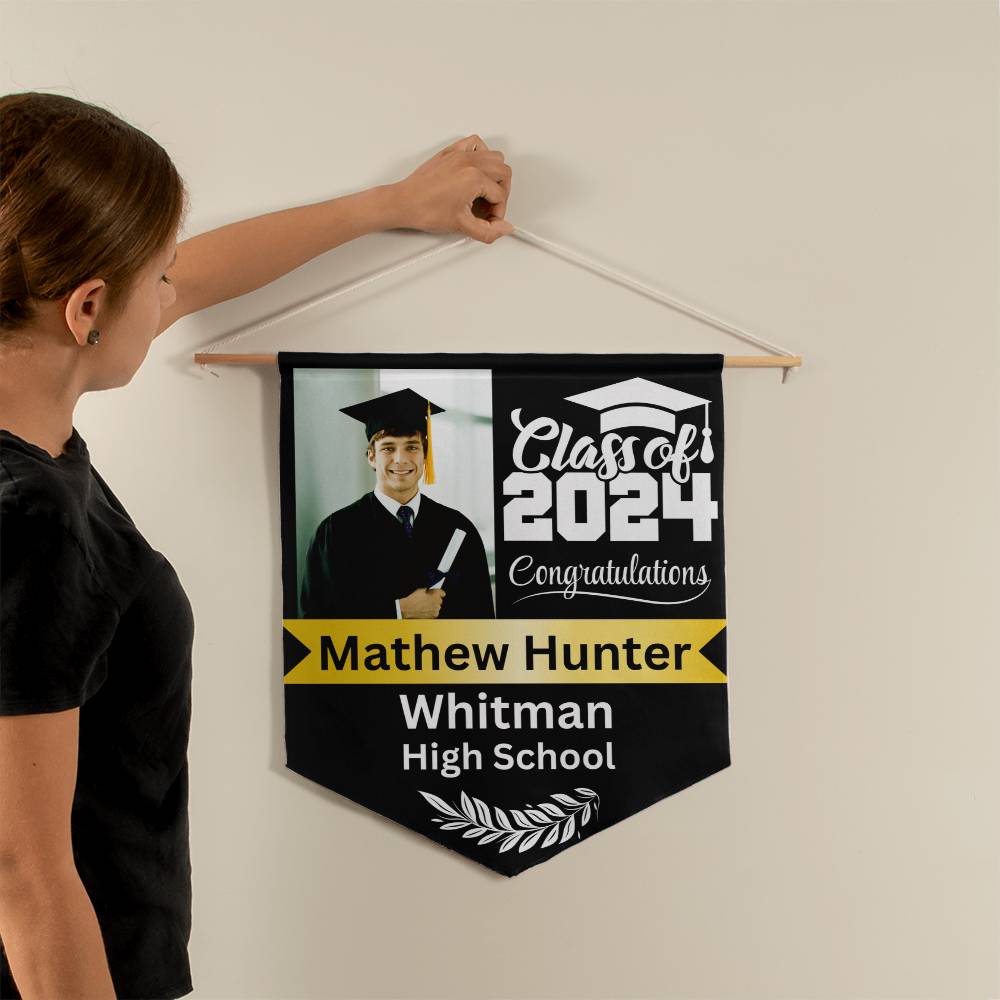 Personalized Photo 2024 Graduation Wall Pennant