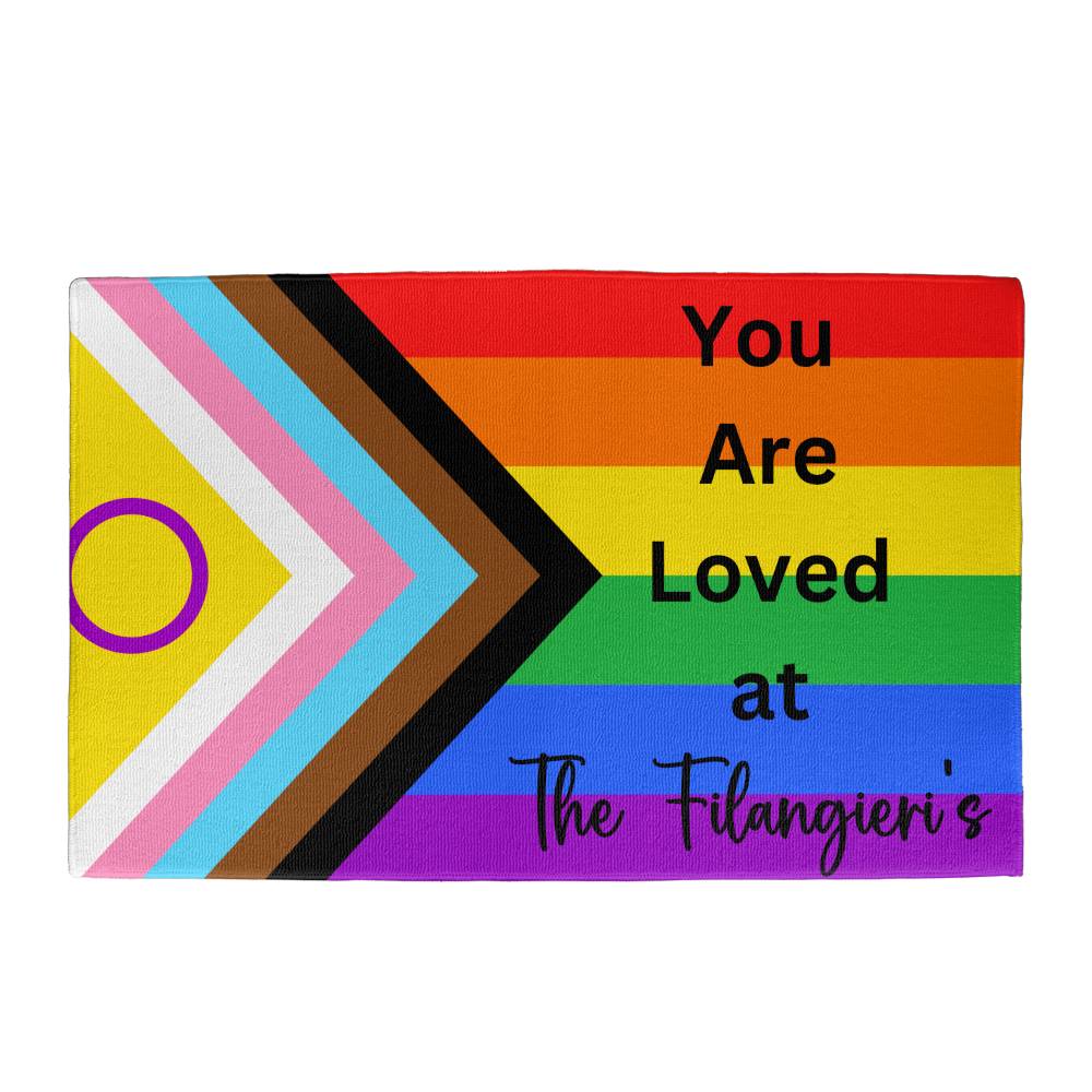 Personalized PRIDE You Are Loved Welcome Mat.