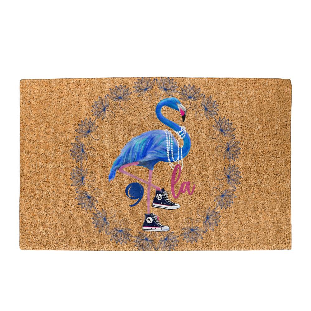 Flamingo Chucks & Pearls Kamala Election Welcome Mat