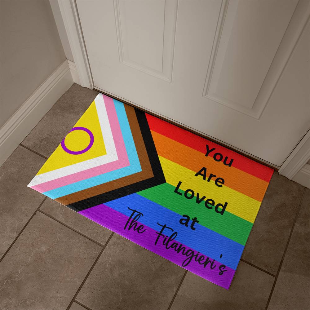 Personalized PRIDE You Are Loved Welcome Mat.