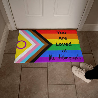 Personalized PRIDE You Are Loved Welcome Mat.