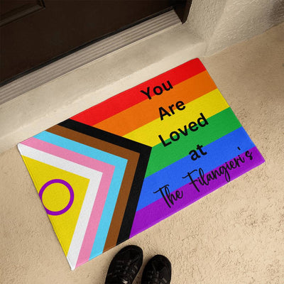 Personalized PRIDE You Are Loved Welcome Mat.