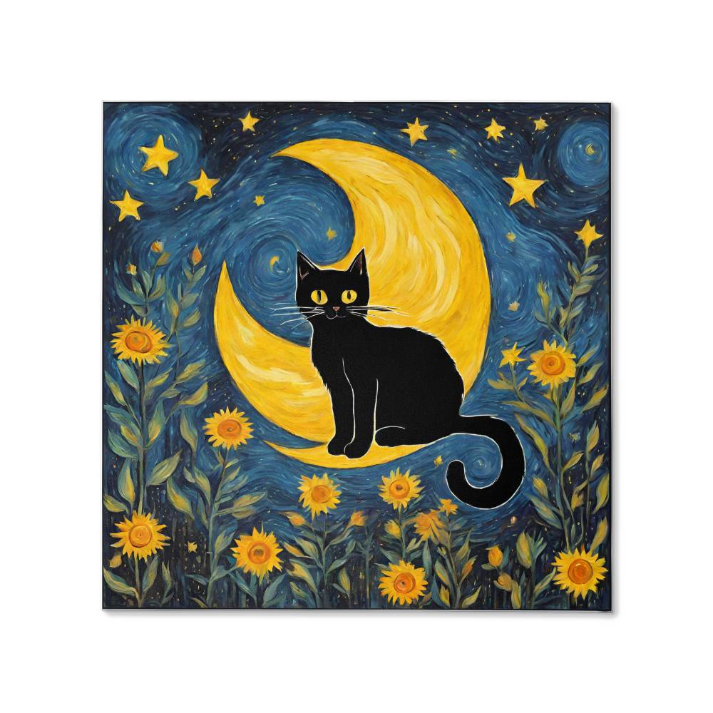 Stary Night Cat Gallery Wrapped Canvas