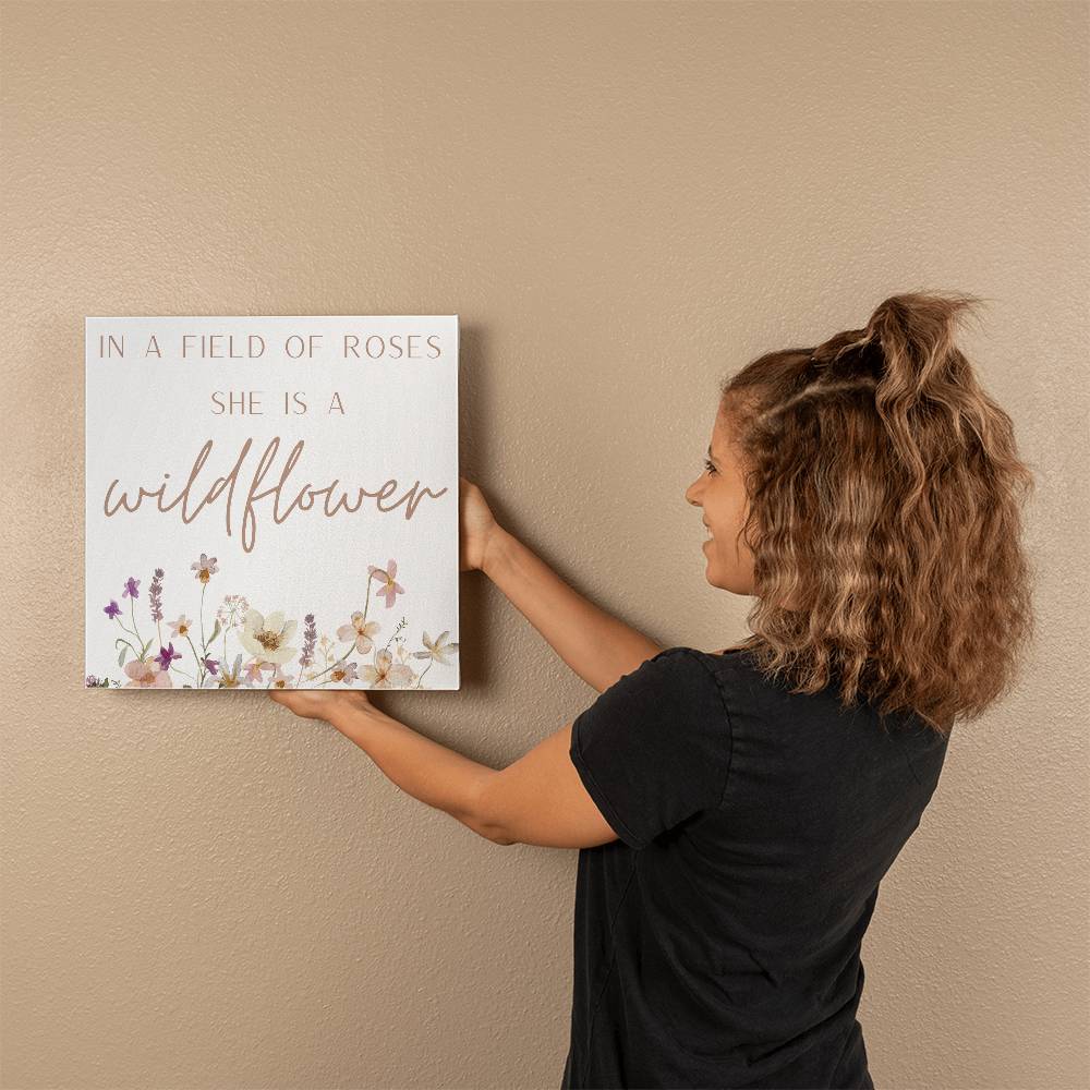 She Is A Wildflower Boho Girls Room Gallery Wrapped Canvas