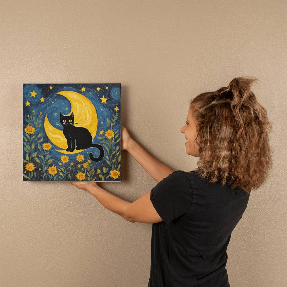 Stary Night Cat Gallery Wrapped Canvas