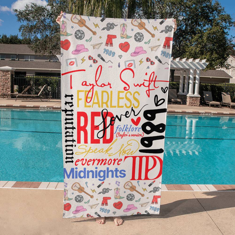 Swiftie Fan Beach Towel Including Newest Album TTPD