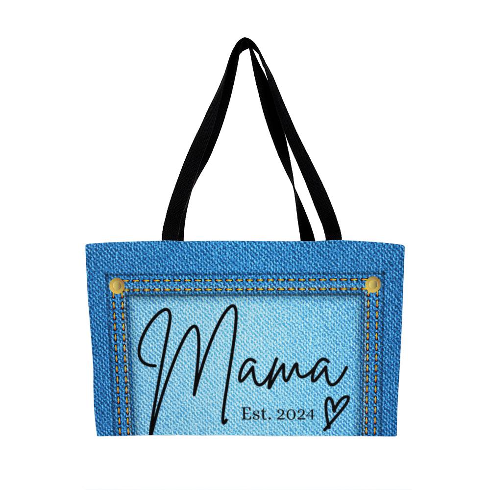 Personalized Mama Weekender Faux Denim Tote Bag