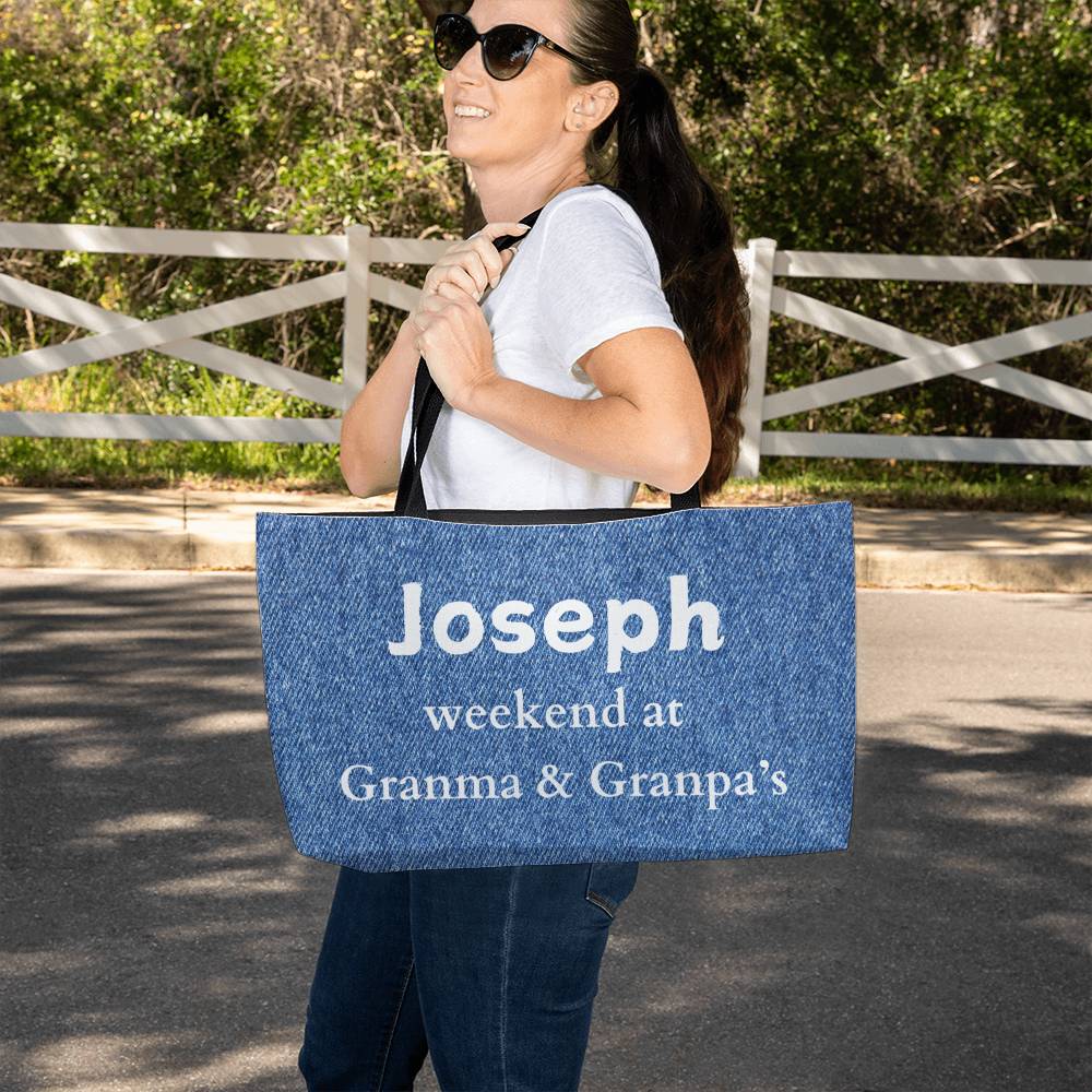 Personalized Weekend At Grandma & Grandpas House Tote Bag