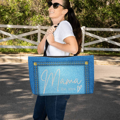 Personalized Mama Est 2024 Weekender Faux Denim Tote Bag