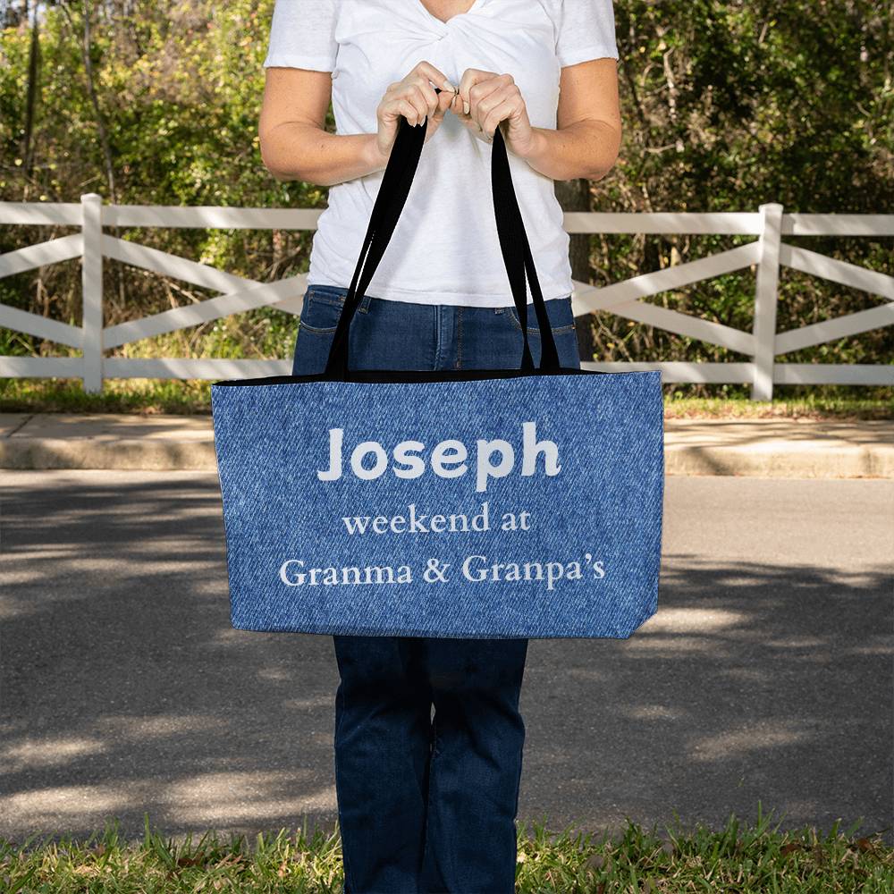 Personalized Weekend At Grandma & Grandpas House Tote Bag