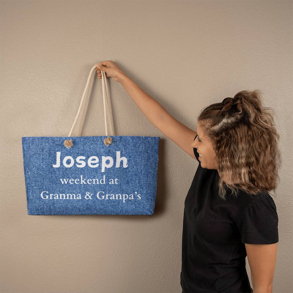 Personalized Weekend At Grandma & Grandpas House Tote Bag