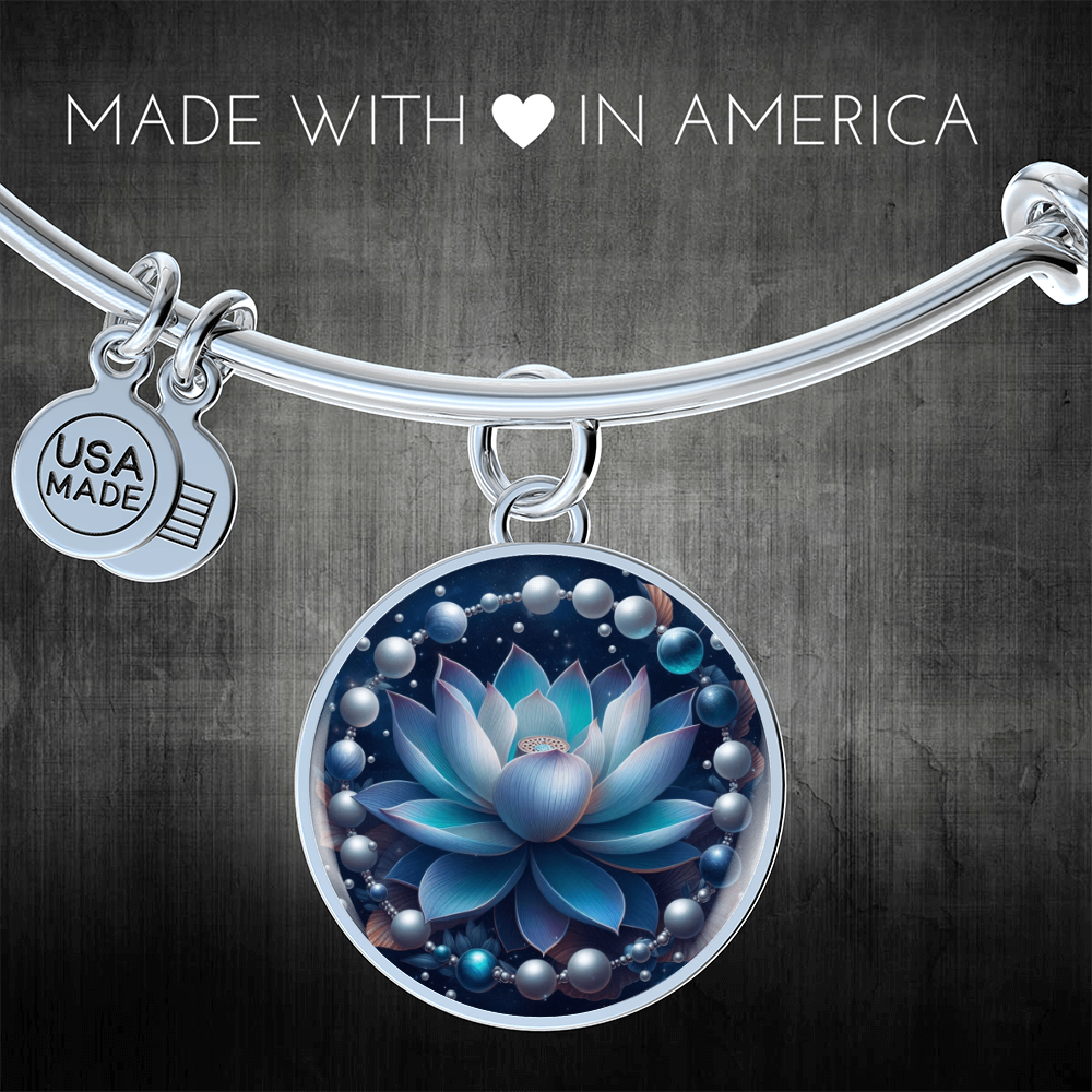 MadamPOTUS47 Blue Lotus & Pearls Harris Election Bangle Bracelet