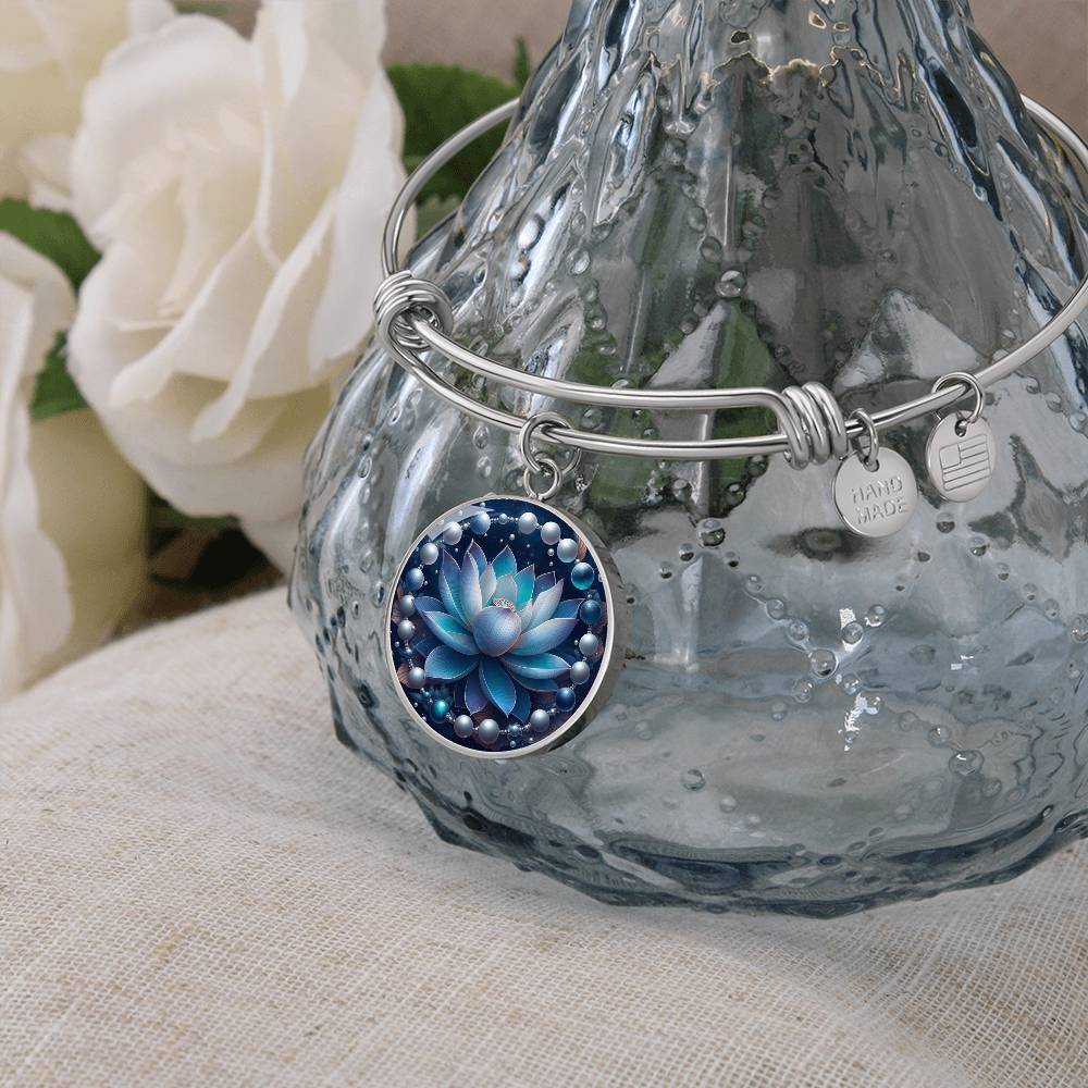 MadamPOTUS47 Blue Lotus & Pearls Harris Election Bangle Bracelet