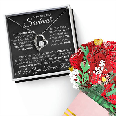 Personalized Forever Love Pendant Necklace and Sweetest Devotion Bouquet