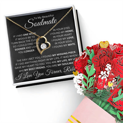 Personalized Forever Love Pendant Necklace and Sweetest Devotion Bouquet